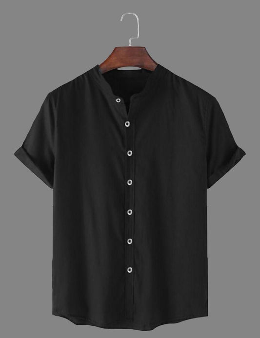 Cotton Solid Half Sleeves Polo Neck Mens Shirt